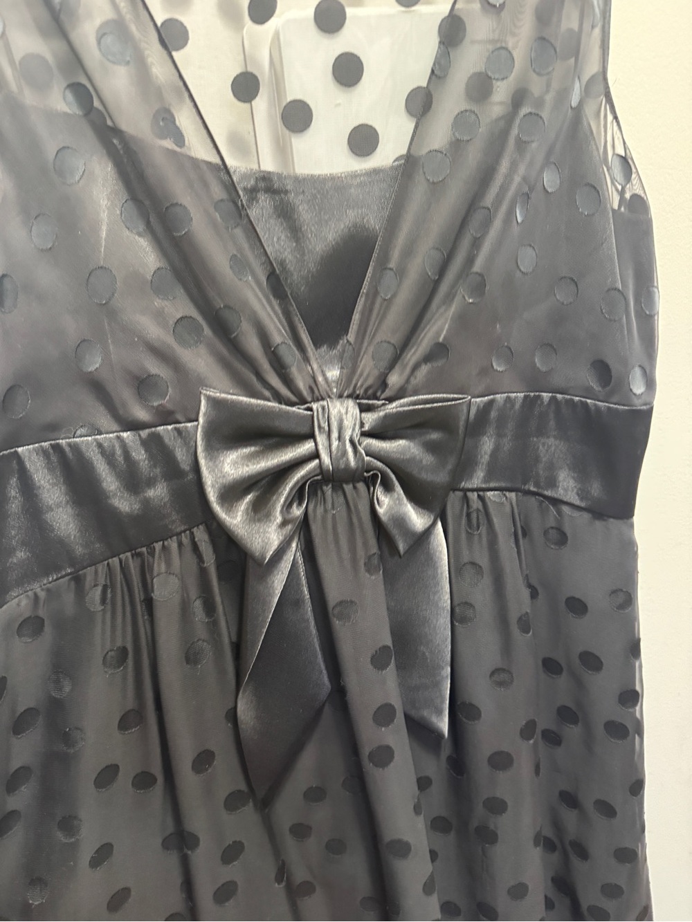 Liz Claiborne Black Chiffon Polka Dot Dress Size 14 - Picture 5 of 12